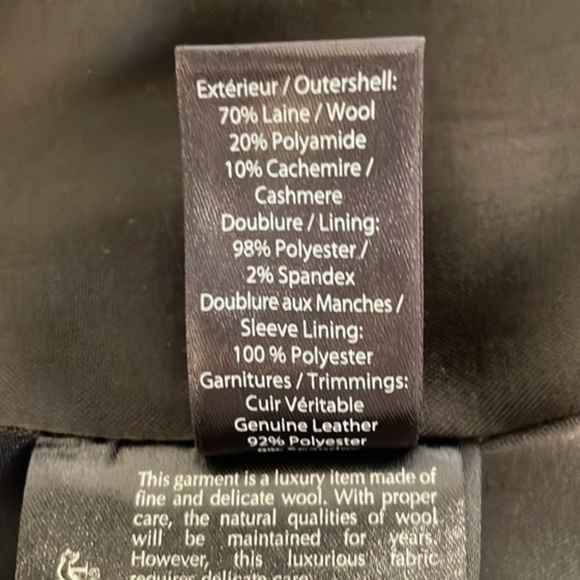 Mackage Odilia Black Wool & leather moto Jacket w/ removable hood XS EUC - Picture 14 of 16